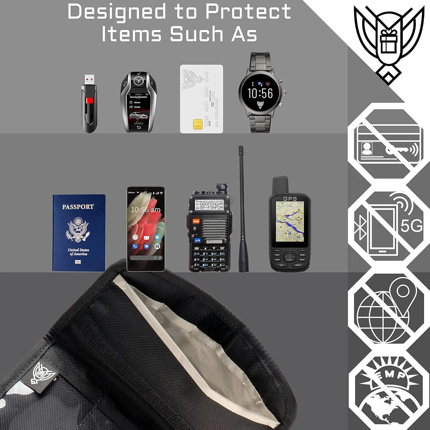 ~ AQUA RT Dry Bag~ Water-Proof Faraday Dry Bag for Laptops, Tablets, and Mid-Size Electronics ~ Small LITE Faraday Combo ~ Backwoods Camo
