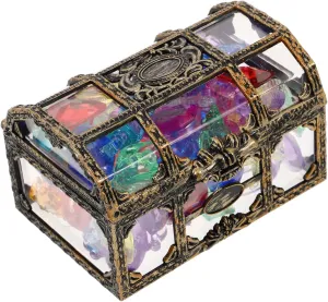 1 Set Pirate Chest Pirate Treasure Transparent Candy Bags Toys Jewelry Beads Multicolor Pirate Case with Gemstones with Lock Acrylic Crystal, 10.5x8x6.5cm, Plastic, Plastic,