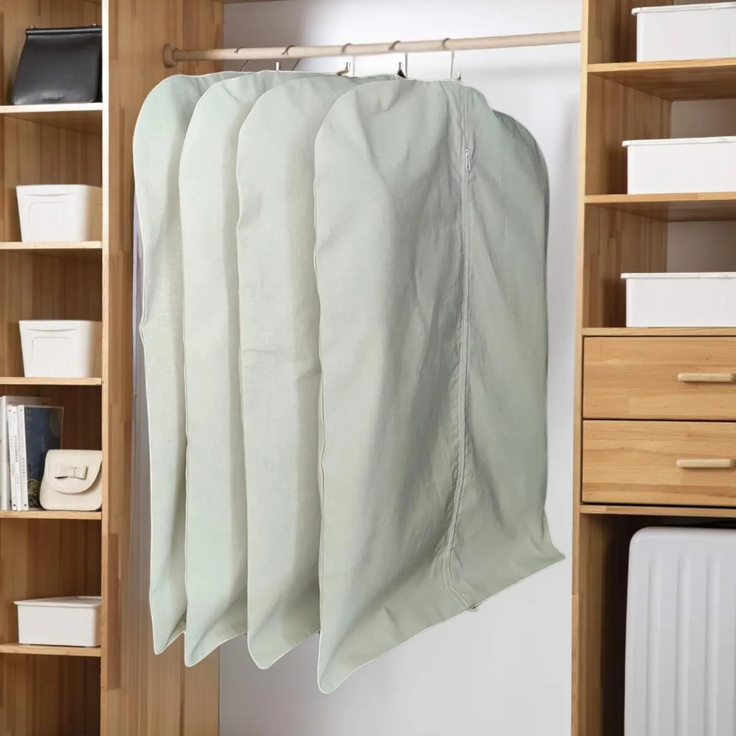 100% Cotton Canvas Garment Cover for Suits, Coats, Dresses; Travel Bag (X-Large (24"x60"), Off-White)