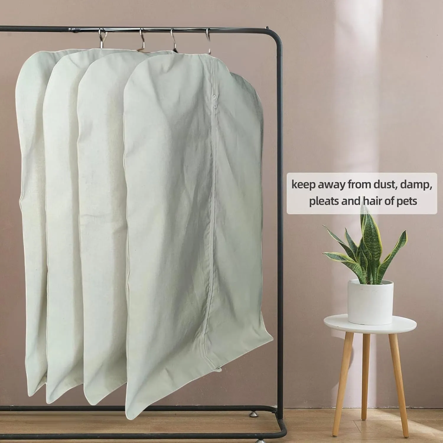 100% Cotton Canvas Garment Cover for Suits, Coats, Dresses; Travel Bag (X-Large (24"x60"), Off-White)