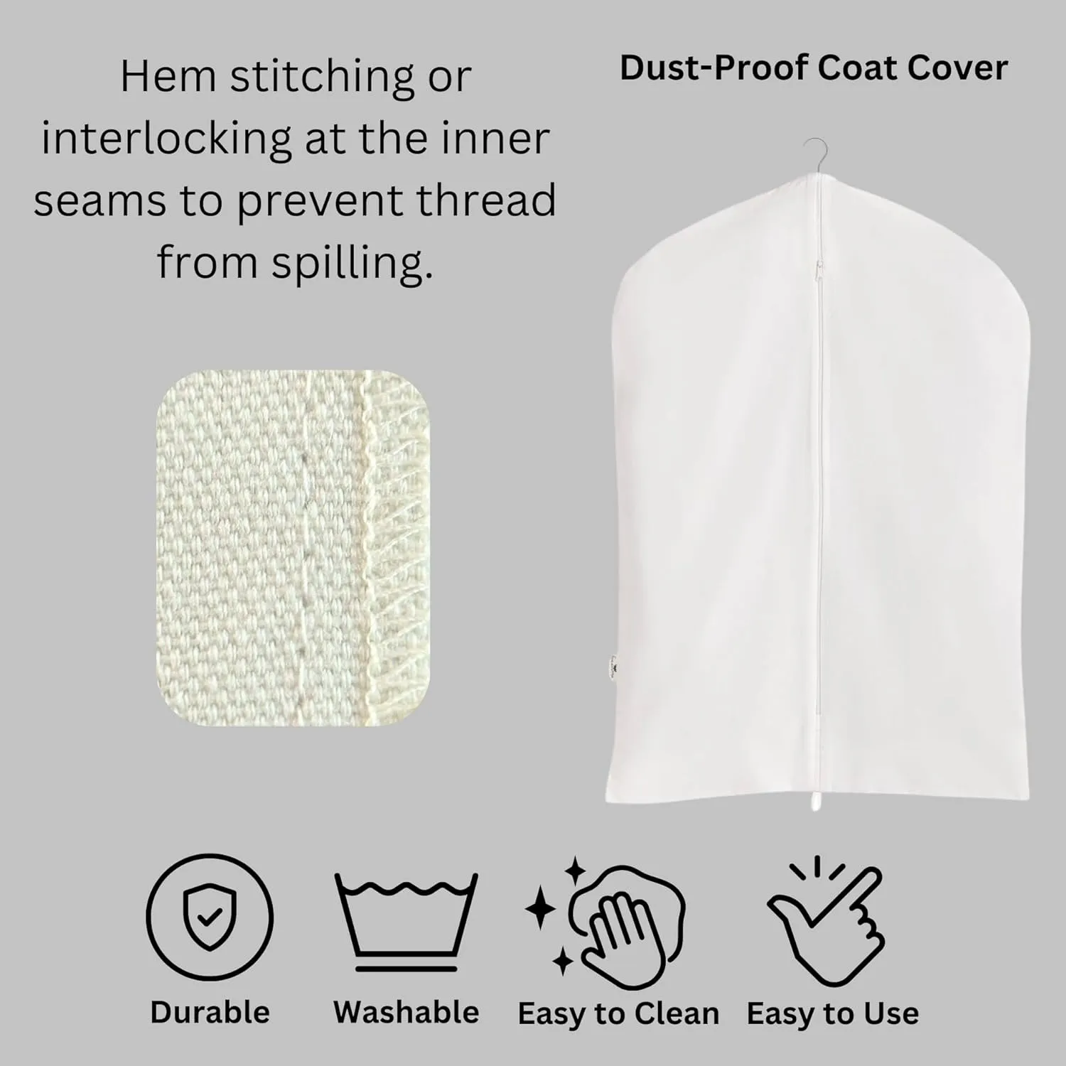 100% Cotton Canvas Garment Cover for Suits, Coats, Dresses; Travel Bag (X-Large (24"x60"), Off-White)