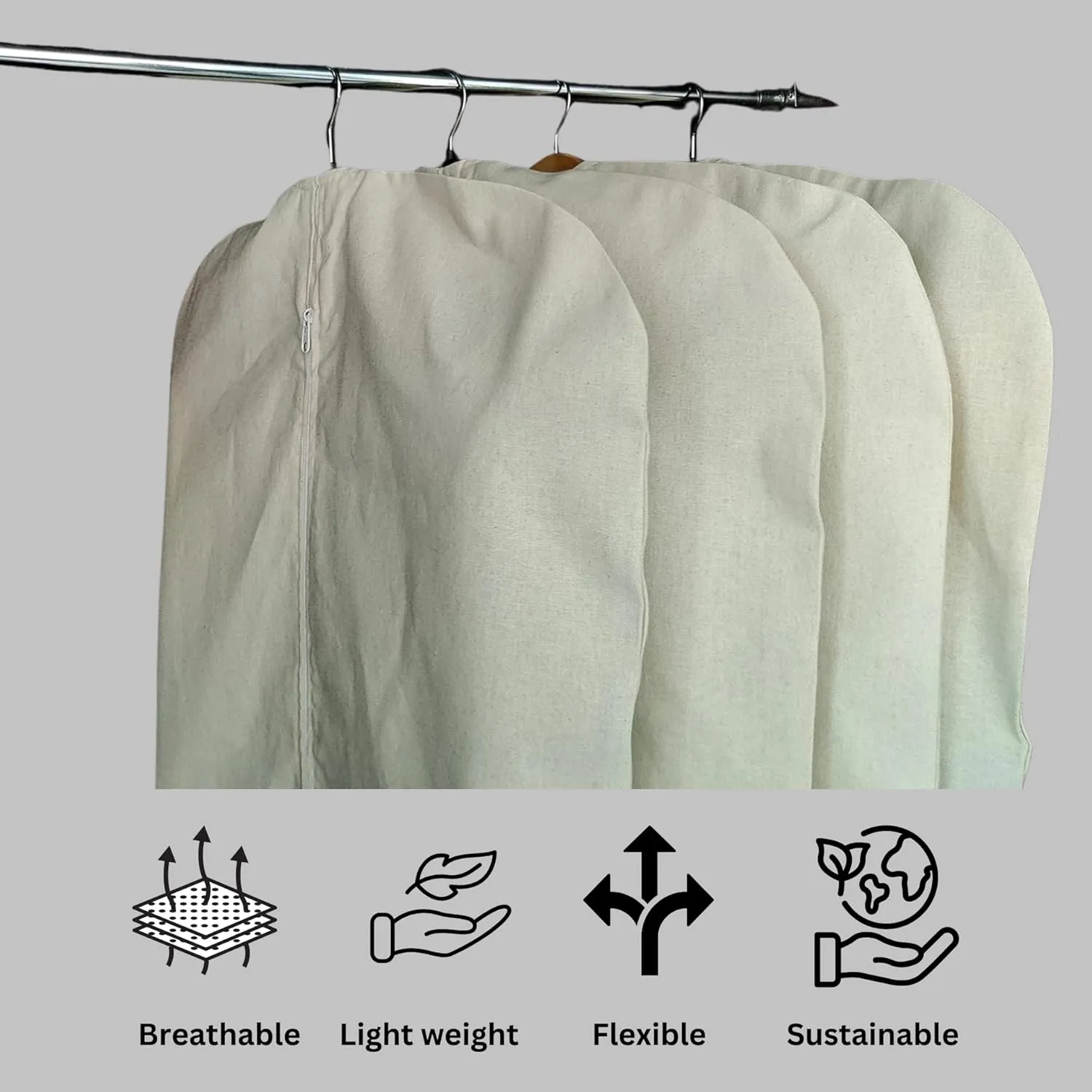 100% Cotton Canvas Garment Cover for Suits, Coats, Dresses; Travel Bag (X-Large (24"x60"), Off-White)