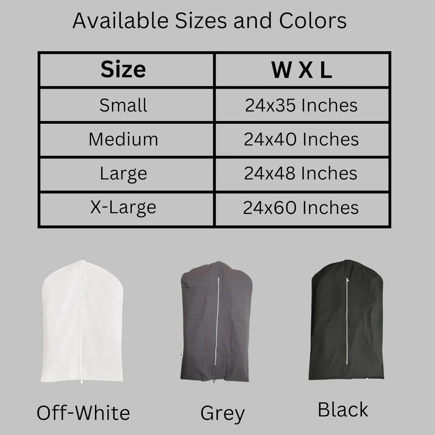 100% Cotton Canvas Garment Cover for Suits, Coats, Dresses; Travel Bag (X-Large (24"x60"), Off-White)