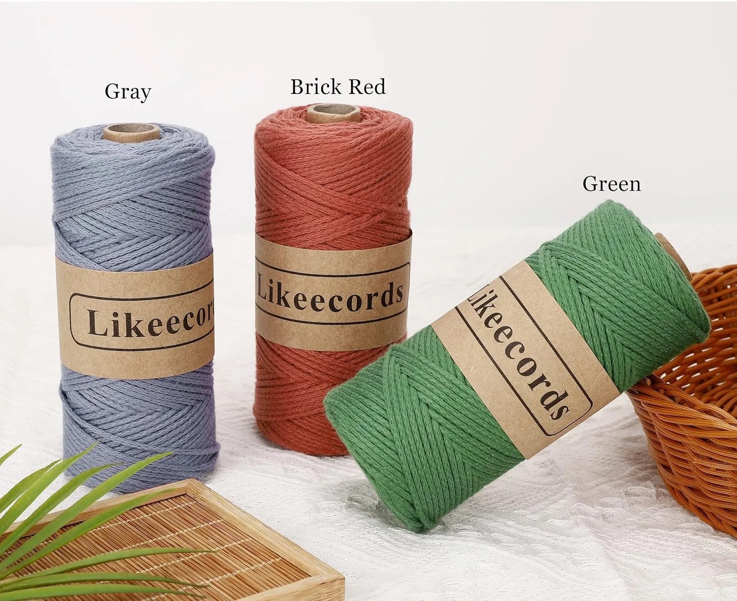 100% Cotton Crochet Yarn for Bag,3 Rolls/Pack 2mm x 510m,Macrame Cord,Chunky Yarn for Crocheting Handbag, Purse,Blankets Crafts Projects (Caramel)