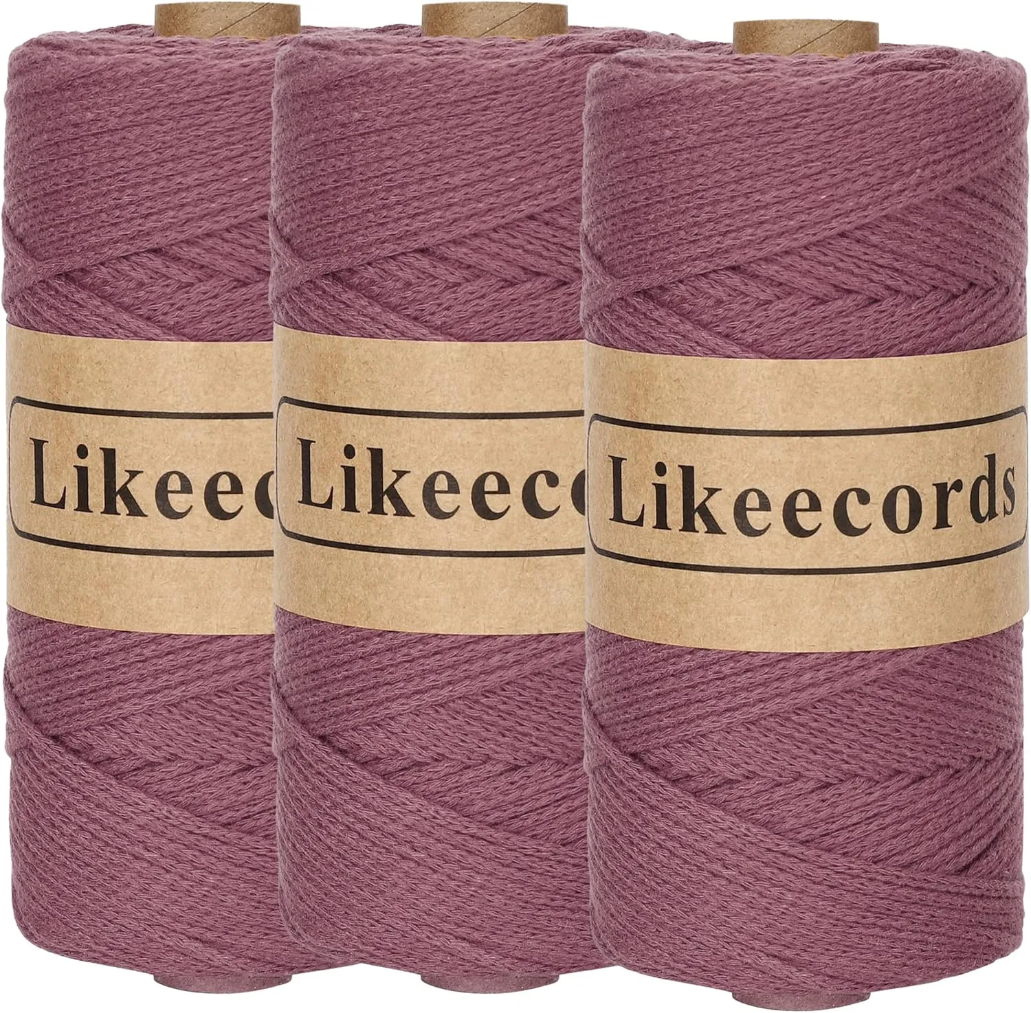 100% Cotton Crochet Yarn for Bag,3 Rolls/Pack 2mm x 510m,Macrame Cord,Chunky Yarn for Crocheting Handbag, Purse,Blankets Crafts Projects (Deep Purple)