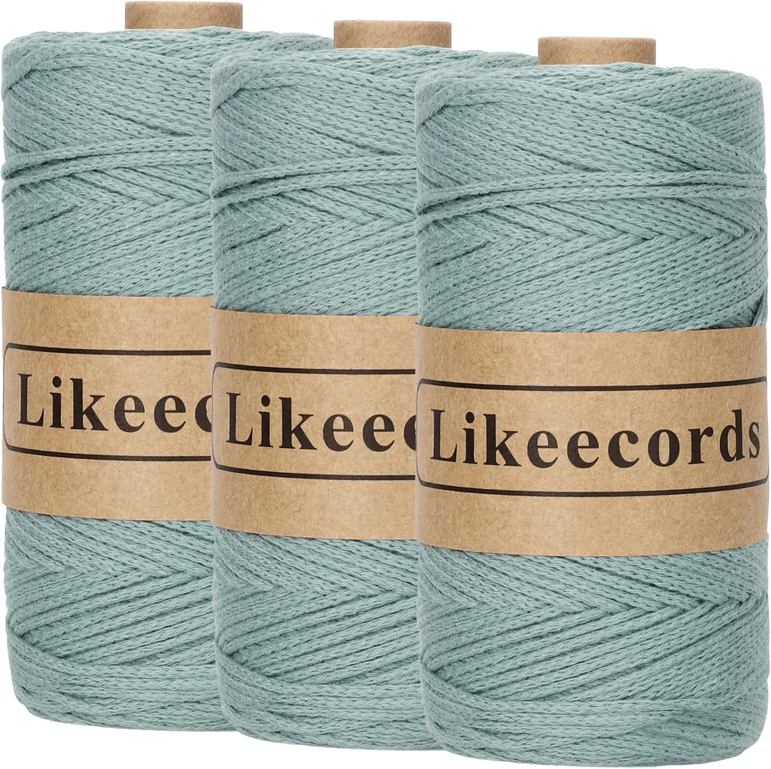 100% Cotton Crochet Yarn for Bag,3 Rolls/Pack 2mm x 510m,Macrame Cord,Chunky Yarn for Crocheting Handbag, Purse,Blankets Crafts Projects (Grayish Blue)