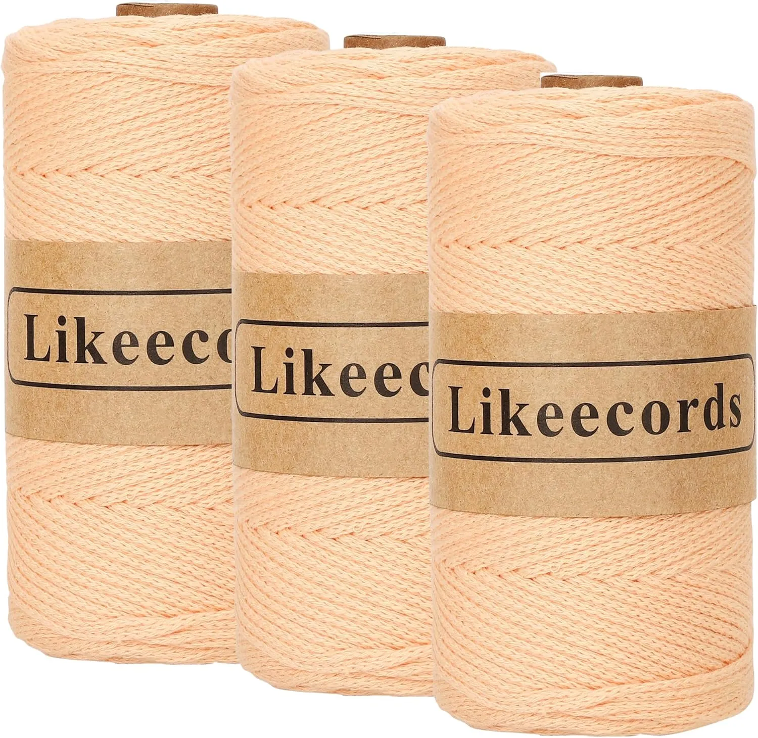 100% Cotton Crochet Yarn for Bag,3 Rolls/Pack 2mm x 510m,Macrame Cord,Chunky Yarn for Crocheting Handbag, Purse,Blankets Crafts Projects (Inulin)