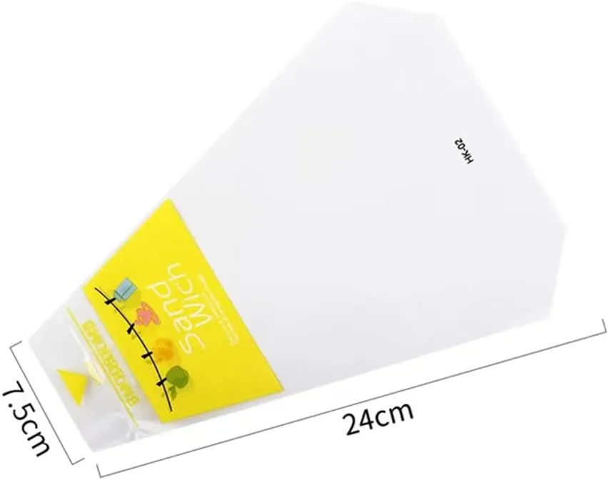 100 Pcs Triangle Sandwich OPP Packaging Bags, Easy Tear Design, Packaging Bags for Triangular Cakes, Triangular Bread, Cute Printing, 3 Patterns Available (Yellow)