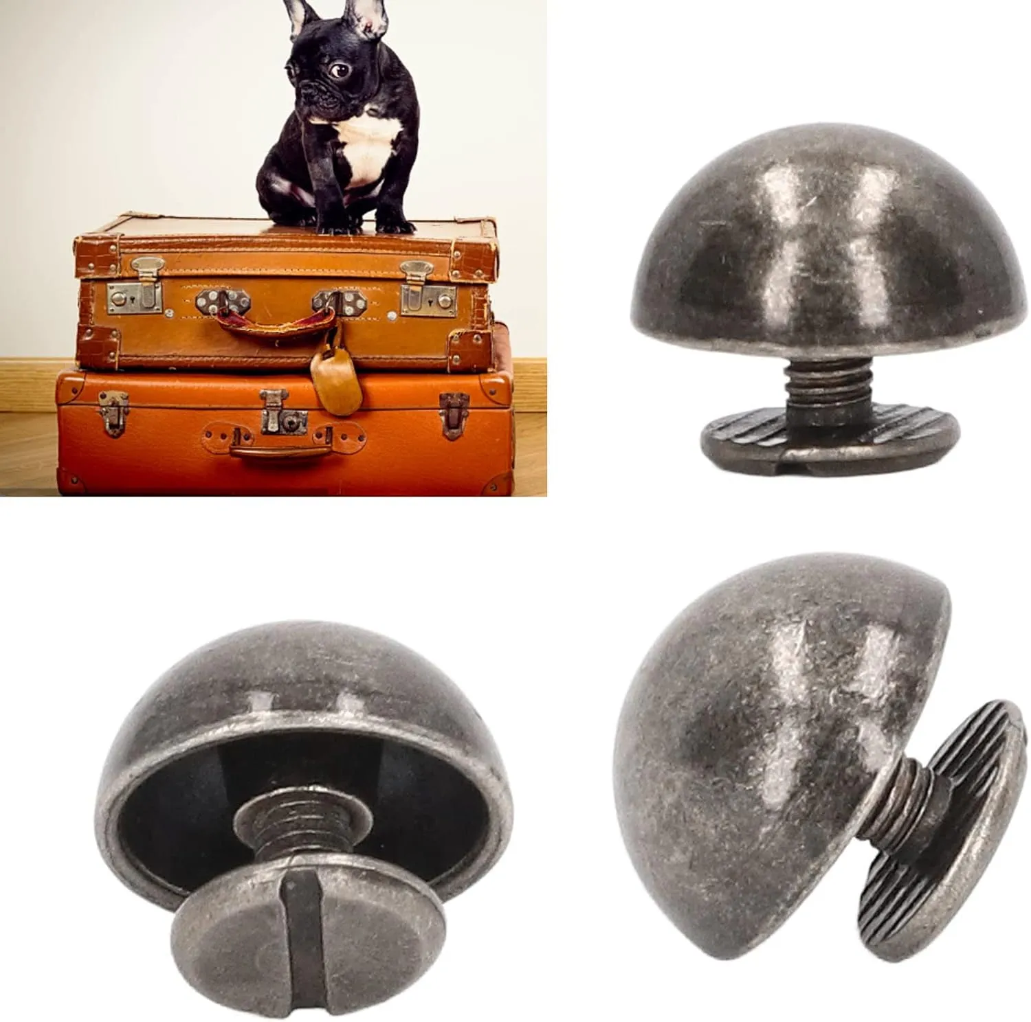 10mm 100 Sets Round Mushroom Shape Leather Rivet Chicago Screws Button RivetsStuds Rivets for Leather Craft Belt Wallet Handbag Decoration(Silver Black) Clothing Materials