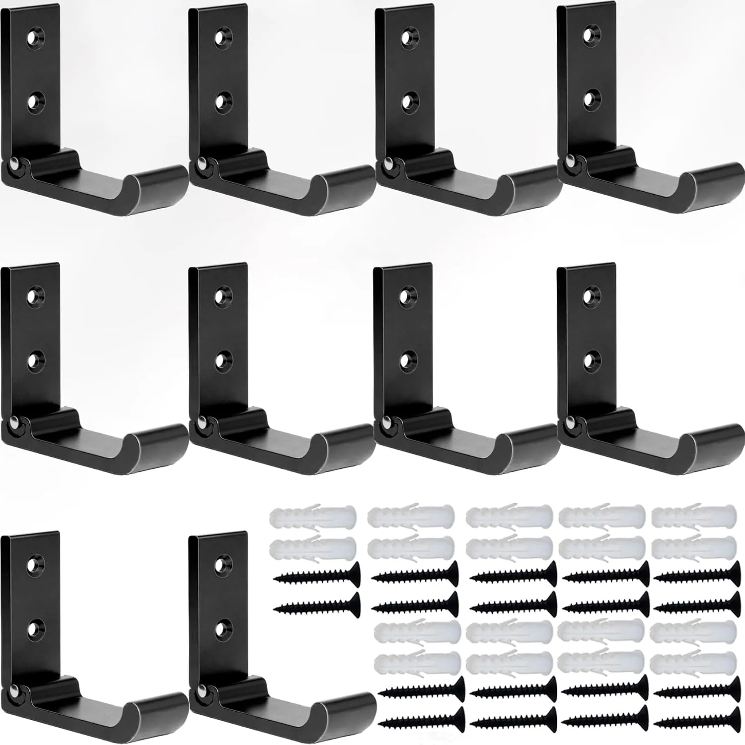 10PCS Folding Coat Hooks, Black Wall Hooks for Hanging Coat Hooks Hardware No Rust Heavy Duty Aluminum Alloy Hooks Wall Mounted with Screws for Keys, Towel, Hat, Bags