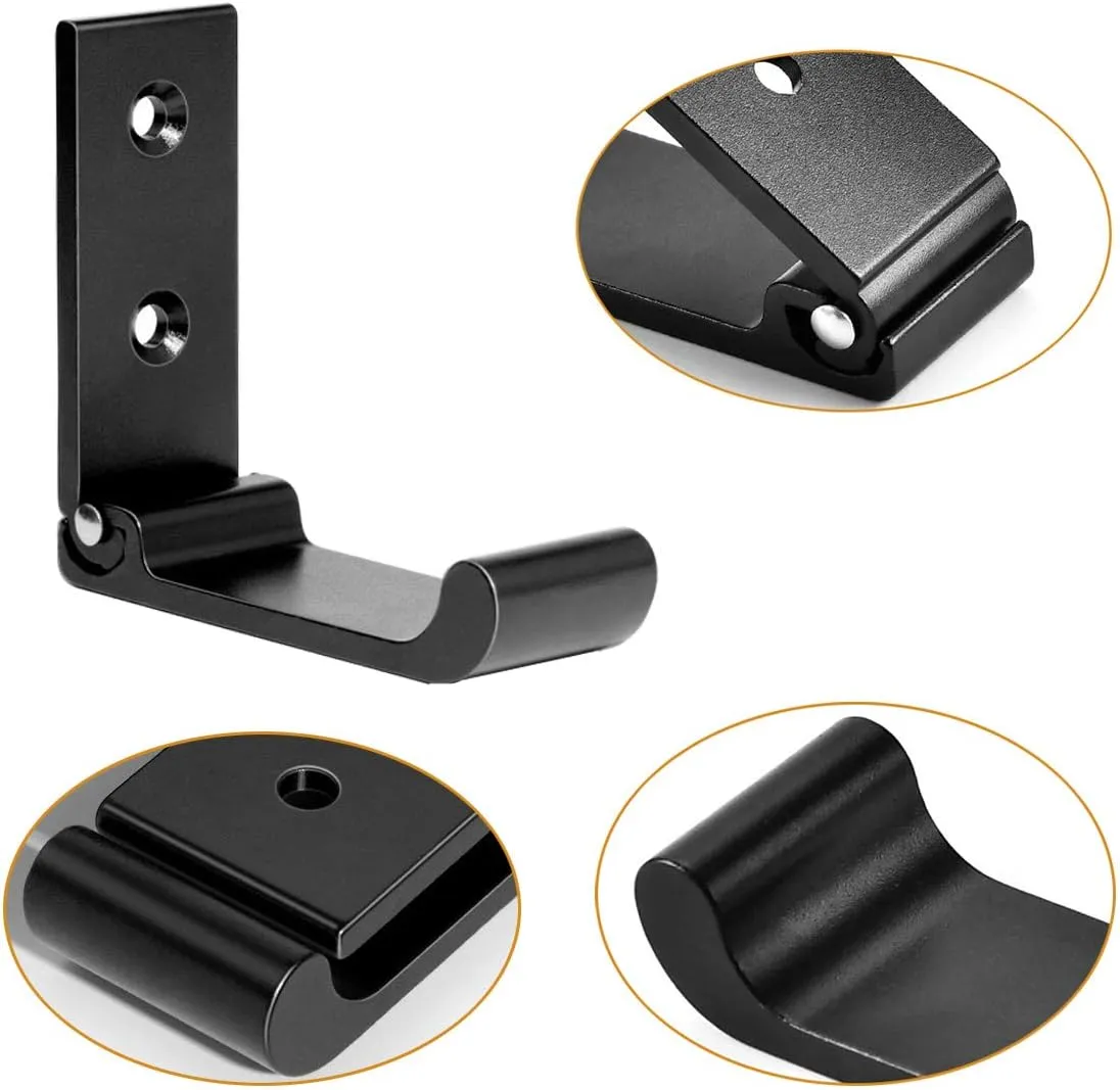 10PCS Folding Coat Hooks, Black Wall Hooks for Hanging Coat Hooks Hardware No Rust Heavy Duty Aluminum Alloy Hooks Wall Mounted with Screws for Keys, Towel, Hat, Bags