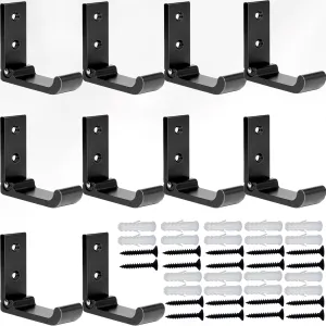 10PCS Folding Coat Hooks, Black Wall Hooks for Hanging Coat Hooks Hardware No Rust Heavy Duty Aluminum Alloy Hooks Wall Mounted with Screws for Keys, Towel, Hat, Bags