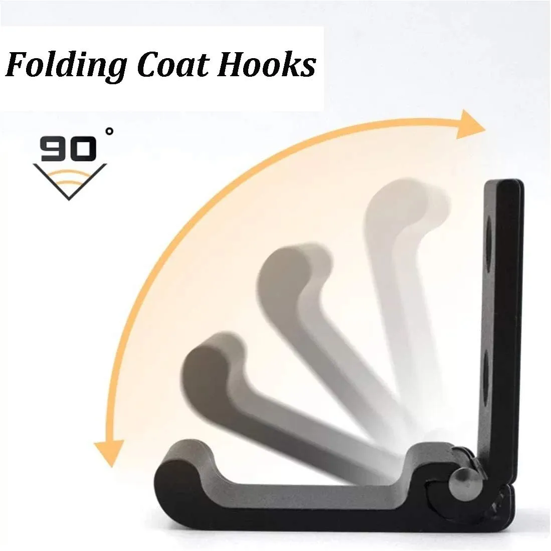 10PCS Folding Coat Hooks, Black Wall Hooks for Hanging Coat Hooks Hardware No Rust Heavy Duty Aluminum Alloy Hooks Wall Mounted with Screws for Keys, Towel, Hat, Bags