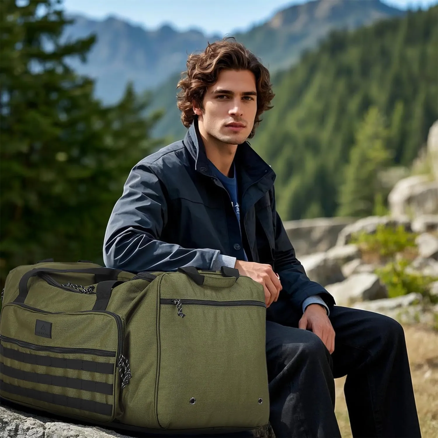 115L Extra Large Gym Duffle Bag for Men Women with Shoes Compartment Shoulder Strap Heavy Duty Tactical Duffel Bag Weekender Overnight Trip Big Sports Team Equipment & Workout Bag, Green