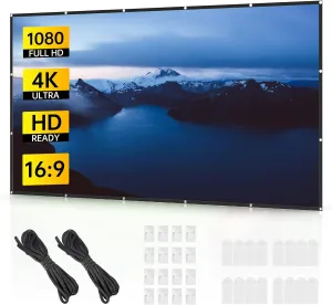 120 inch Projector Screen, Smonet Outdoor Projector Screen 16:9 Foldable Anti-Crease Projection Screen Portable Projector Screen for Home Theater Outdoor Indoor Support Double Sided Projection