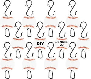 12PCS Softball Bag Fence Hooks, Metal Backpack Hooks with Writable Acrylic Board, Sports Fence Pocket Hook to Hang Baseball Bags, Water Bottles and Hats (White12P)