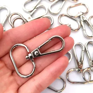 15 Pcs 1" Inside Diameter Oval Ring Lobster Clasp Claw Swivel for Strap Push Gate Lobster Clasps Hooks Swivel Snap Fashion Clips (Silver, 1 inch)