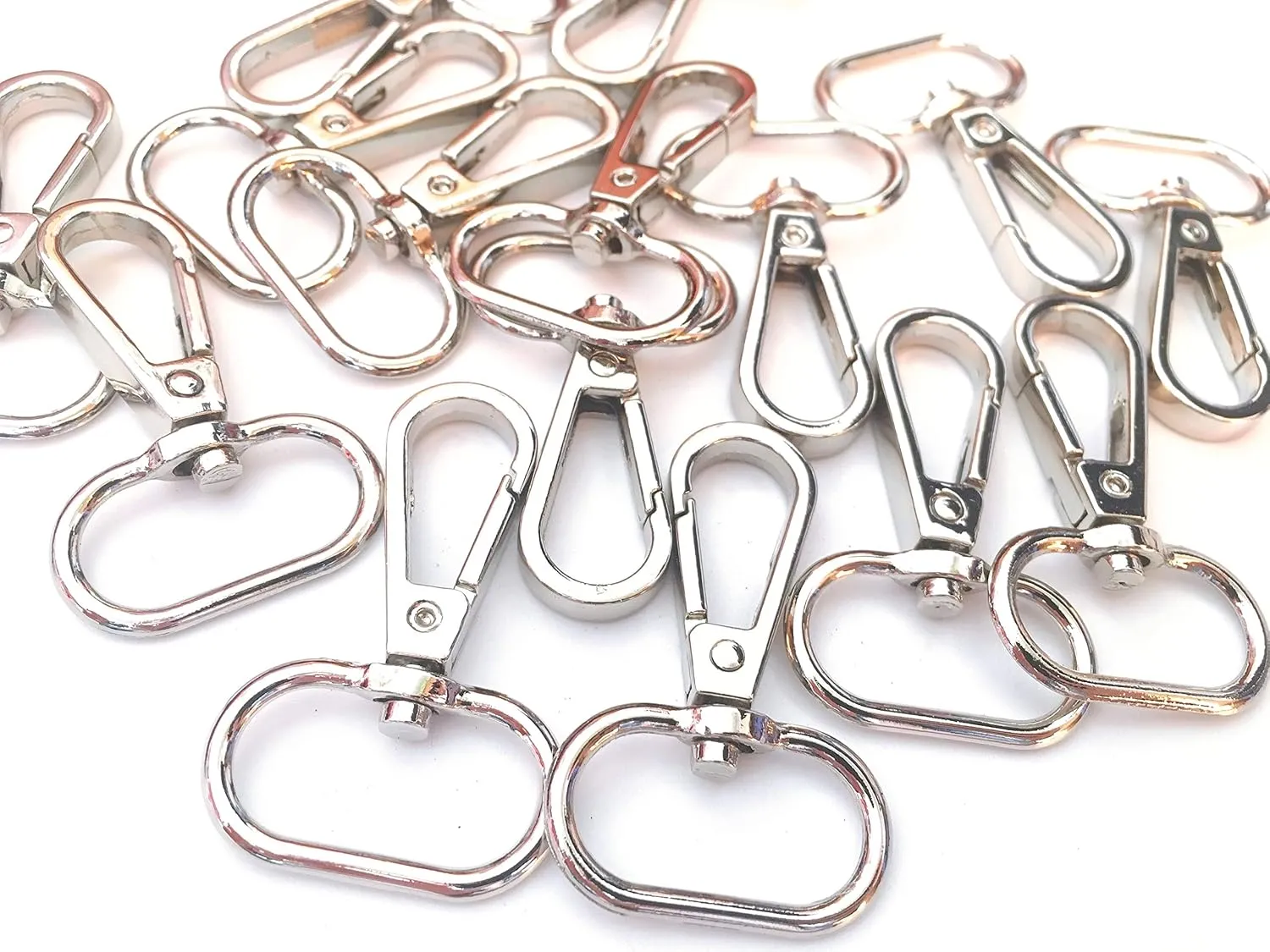 15 Pcs 1" Inside Diameter Oval Ring Lobster Clasp Claw Swivel for Strap Push Gate Lobster Clasps Hooks Swivel Snap Fashion Clips (Silver, 1 inch)