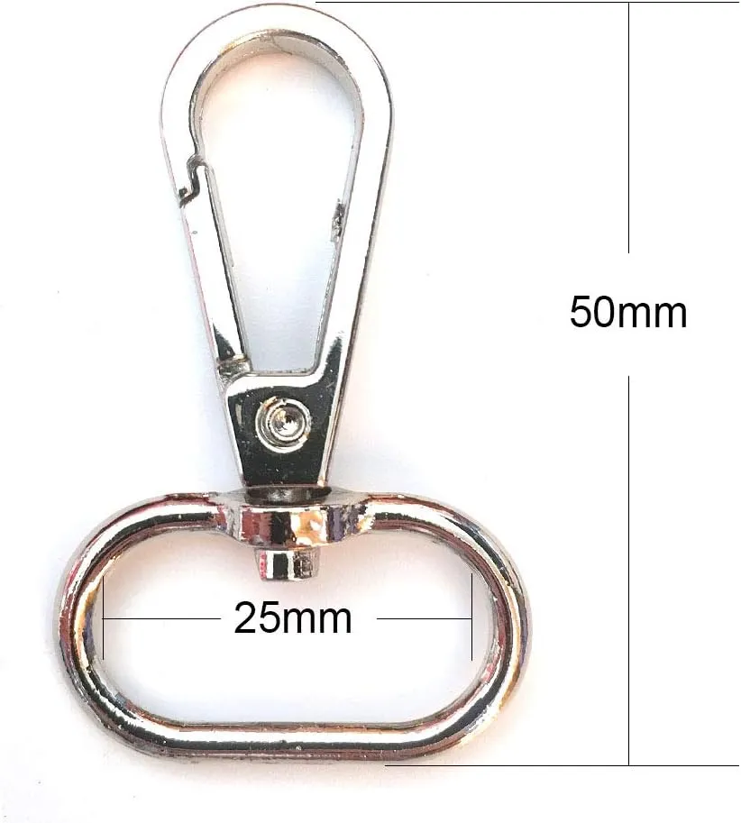 15 Pcs 1" Inside Diameter Oval Ring Lobster Clasp Claw Swivel for Strap Push Gate Lobster Clasps Hooks Swivel Snap Fashion Clips (Silver, 1 inch)
