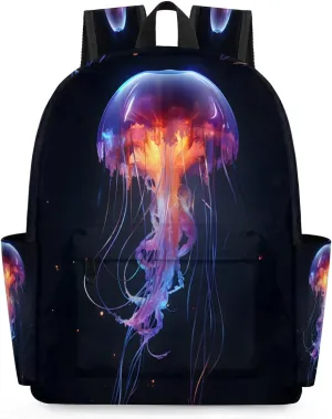 15.1 Inch Casual Backpack Ocean Jellyfish Small Backpack with Multiple Pocket Waterproof Mini Bags Daypack with Chest Strap Jellyfish Travel Bag