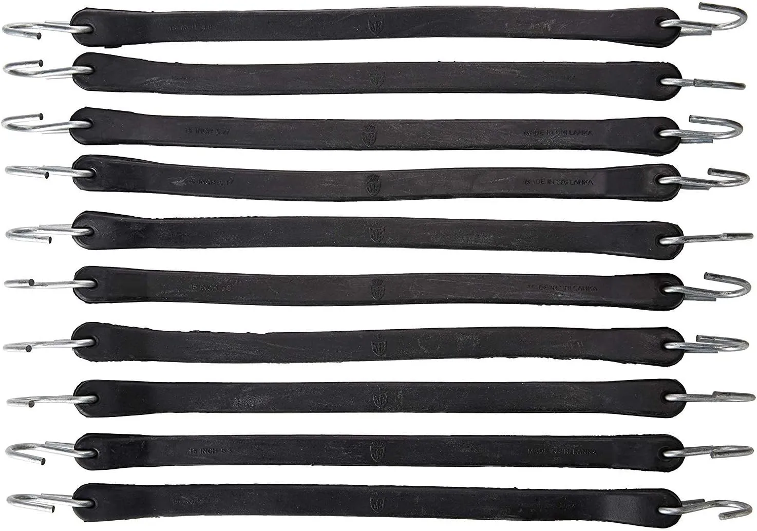 15" Inch 10 Pack Rubber Bungee Cords with Metal Hooks for Flatbed Trucks- Heavy Duty Tarp Tie Down Straps
