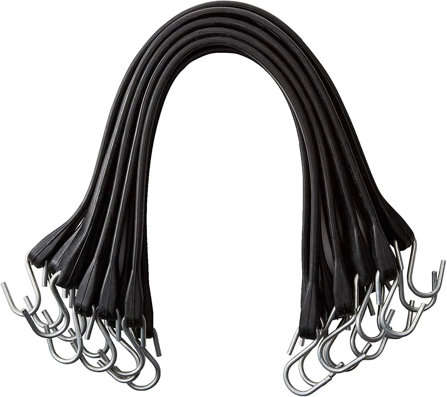 15" Inch 10 Pack Rubber Bungee Cords with Metal Hooks for Flatbed Trucks- Heavy Duty Tarp Tie Down Straps