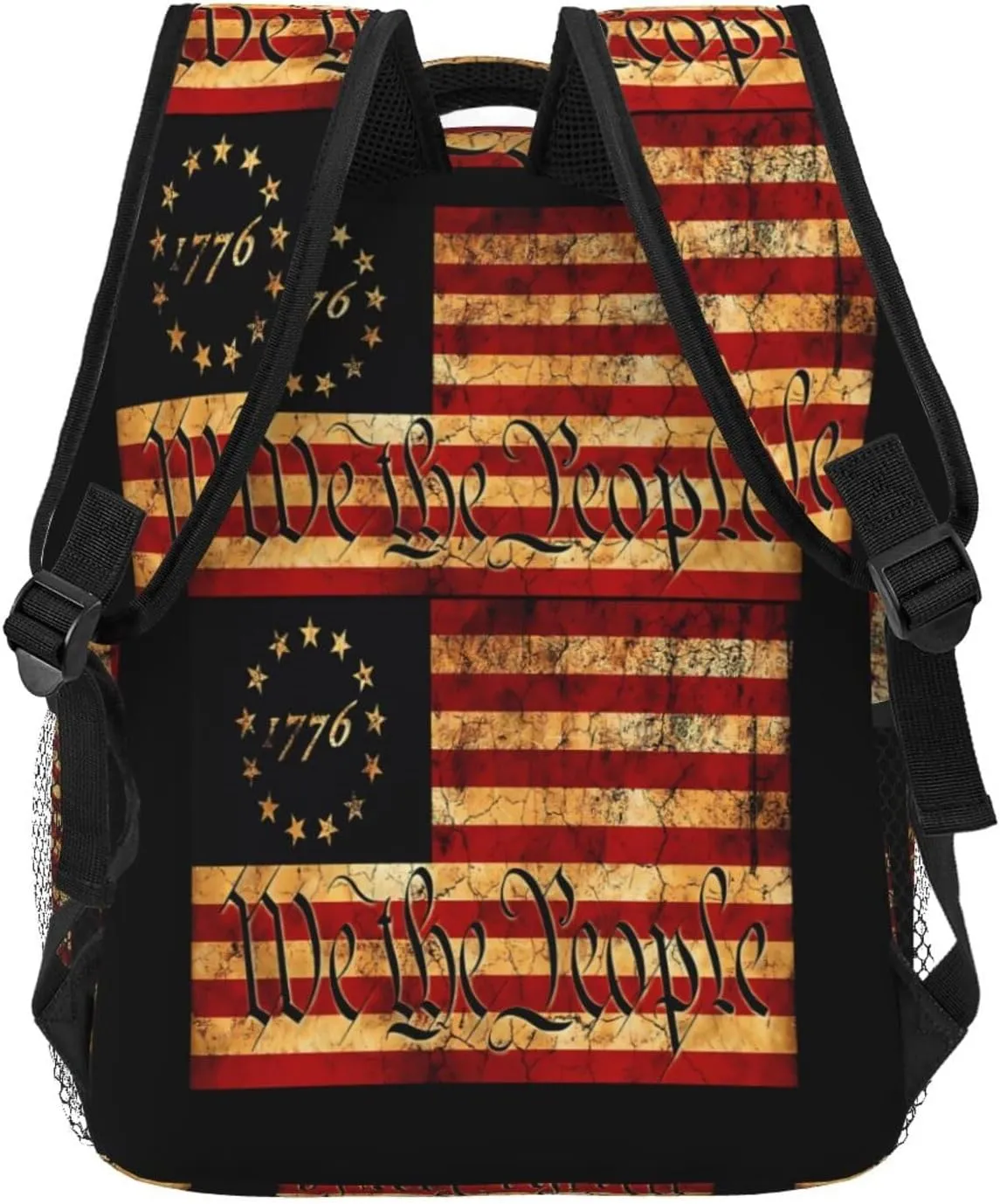1776 American Independence Day American Flag We The People Casual Backpacks Sport Backpack Travel Rucksack Canvas Daypack Workout Bags with Pockets for Gym Working Hiking
