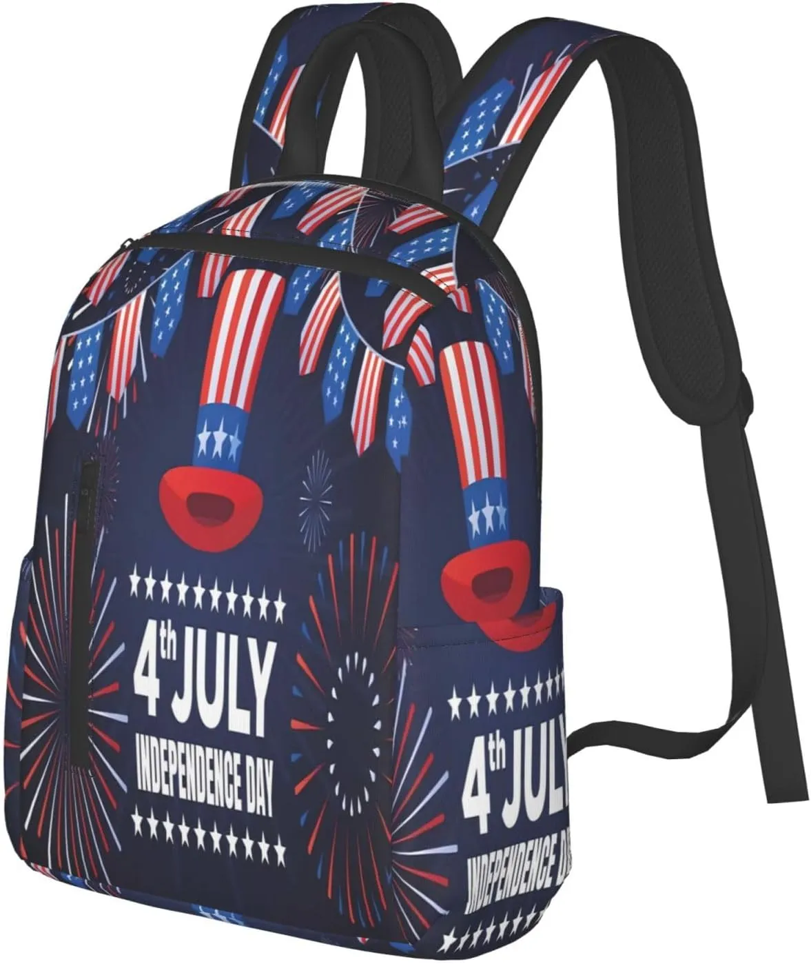 1776 American Independence Day American Flags Casual Backpacks Laptop Backpack Outdoor Travel Rucksack Sport Carry-On Daypack Lightweight Bag with Multi-Pockets