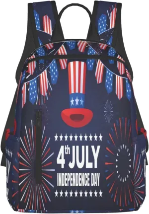1776 American Independence Day American Flags Casual Backpacks Laptop Backpack Outdoor Travel Rucksack Sport Carry-On Daypack Lightweight Bag with Multi-Pockets