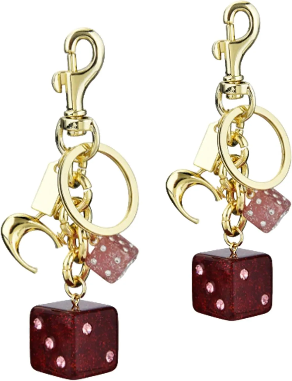 2 pack Dice Crystal Drip, Red Alloys Dice, Handbag Bag Pendant Key Chain, Crystal Women Fashion Charm, Valentine's Day Gifts for Him