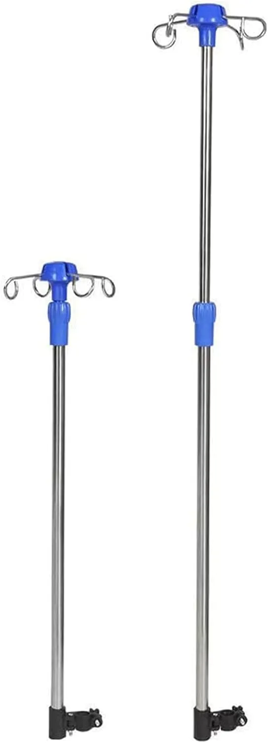 2 Pcs Iv Pole Stainless Steel 4 Hook Iv Stand for Wheelchair Iv Bag Holder Stand Height Adjustable Telescopic Infusion Stand