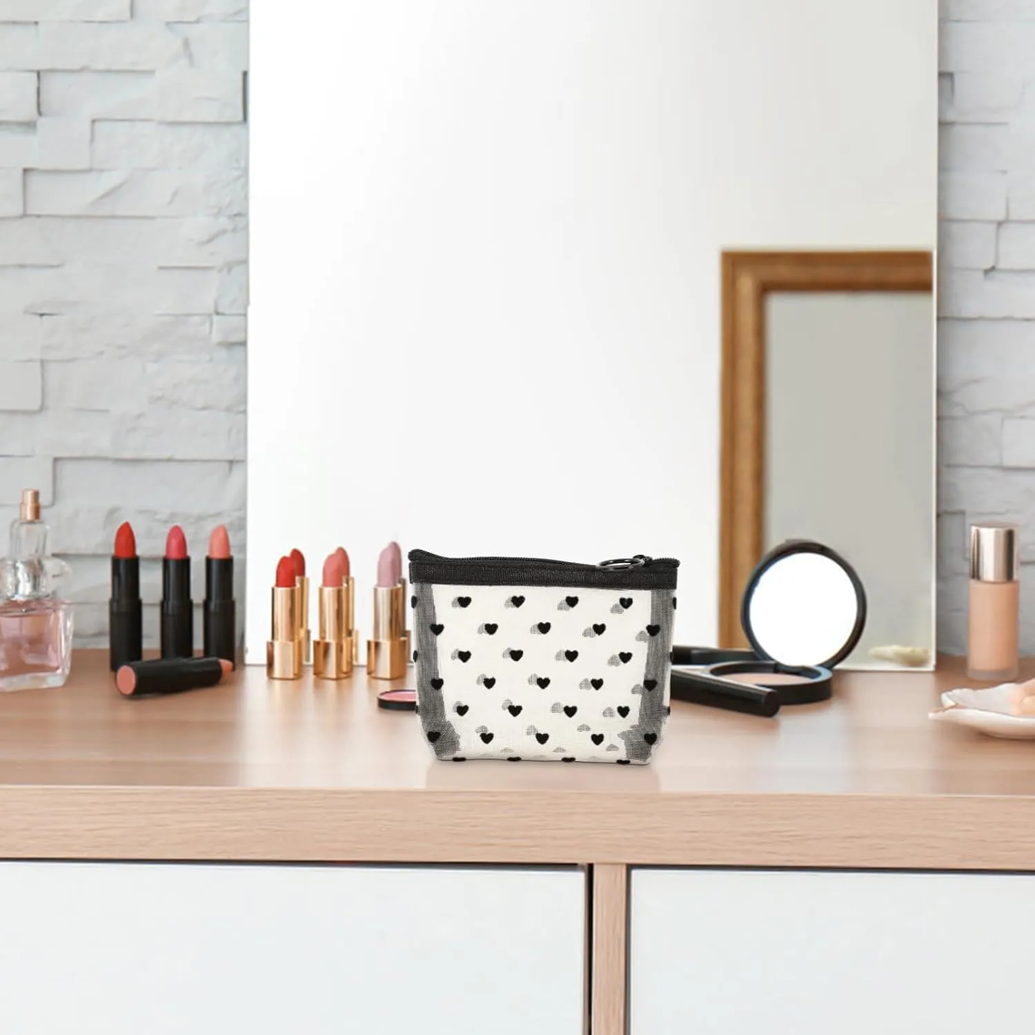 2 Sets Mesh Cosmetic Bag Toiletry Bag for Travel Clear Organizer Bags Mesh Pencil Bag Travel, Beigex4pcs, 12X8.5X3CMx4pcs