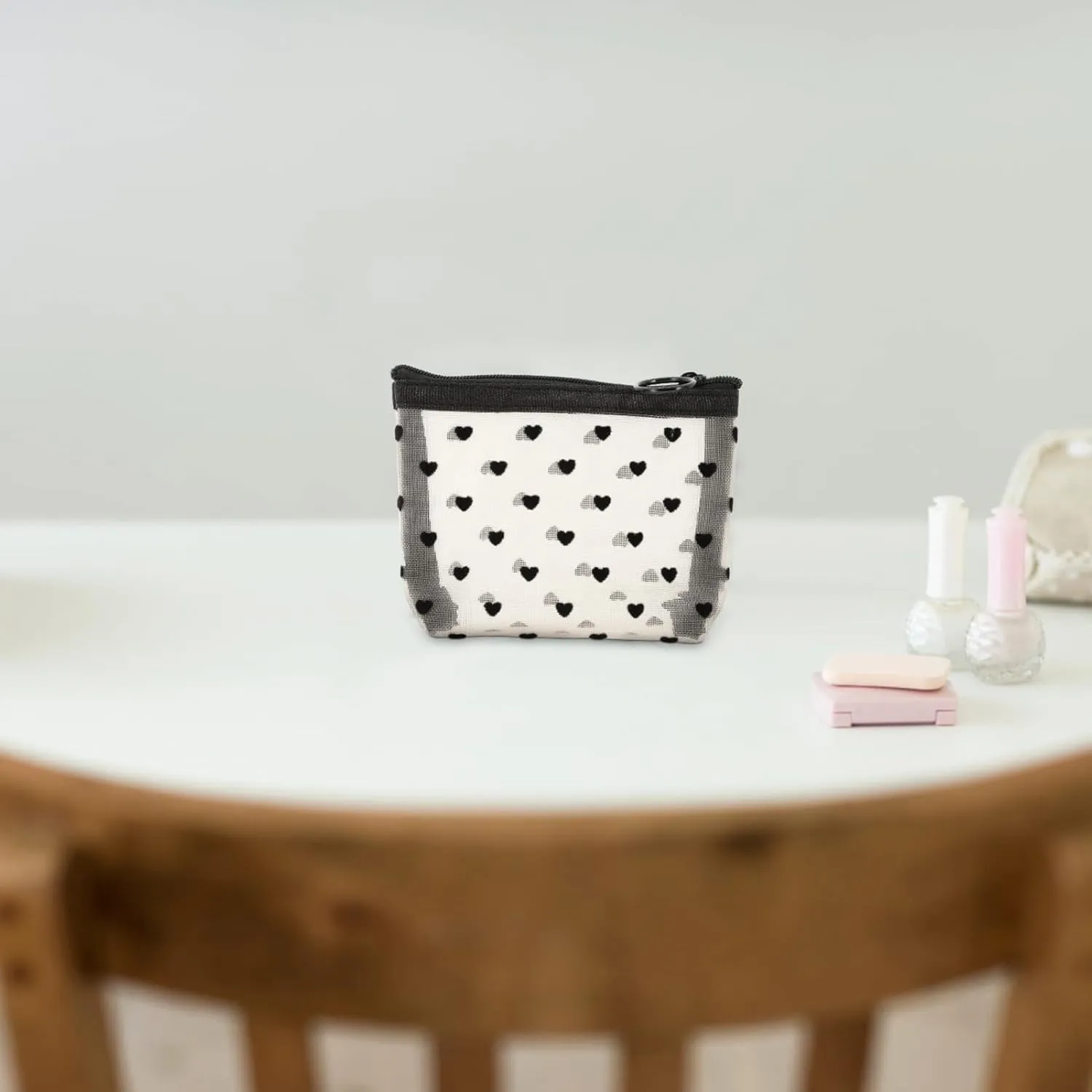 2 Sets Mesh Cosmetic Bag Toiletry Bag for Travel Clear Organizer Bags Mesh Pencil Bag Travel, Beigex4pcs, 12X8.5X3CMx4pcs