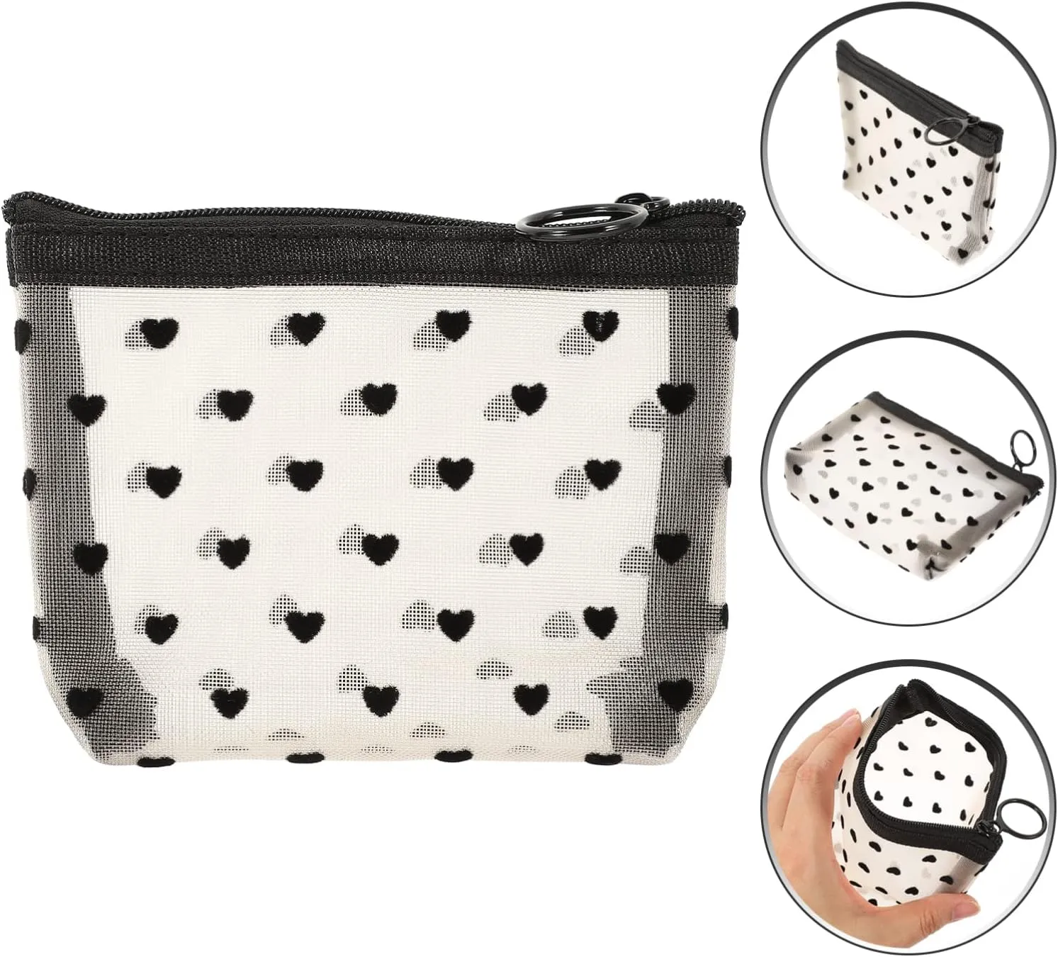 2 Sets Mesh Cosmetic Bag Toiletry Bag for Travel Clear Organizer Bags Mesh Pencil Bag Travel, Beigex4pcs, 12X8.5X3CMx4pcs
