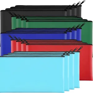 20 Pack Money Bag 11.5 x 6.1 Inch Bank Deposit Bags with Zipper Coin Money Pouch Holder for Cash Coins Cosmetics Invoice Bills Tools, 5 colors
