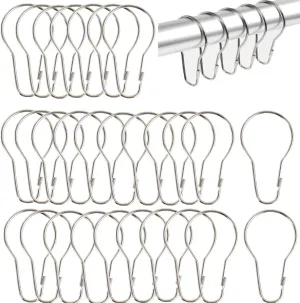 200 Pieces Shower Curtain Hooks, Rust-Proof Metal Bathroom Curtain Hanging Rings Reusable Shower Hangers for Shower Rods Curtains Bedroom Kitchen