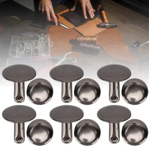 200pcs Leathercraft Rivets, Rivets for Leather, 0.4 x 0.4in Double Cap Rivet Round Stud Nail Iron Jeans Button Basic Accessories of Shoes, Leather, Bags, Clothes (Gray)