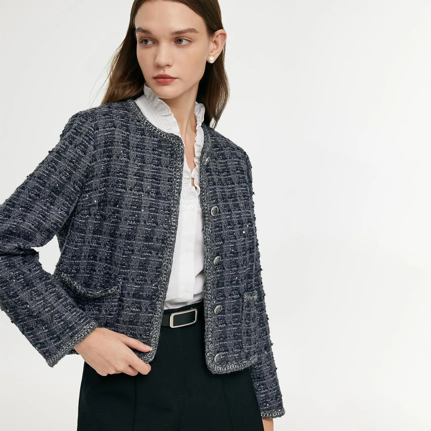 2025 Womens Casual Blazers Long Sleeve Work Office Open Front Suit Jacket Business Blazer