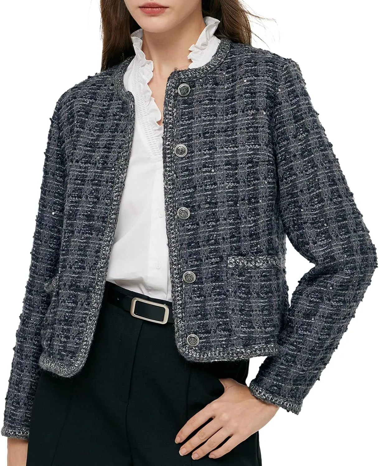 2025 Womens Casual Blazers Long Sleeve Work Office Open Front Suit Jacket Business Blazer