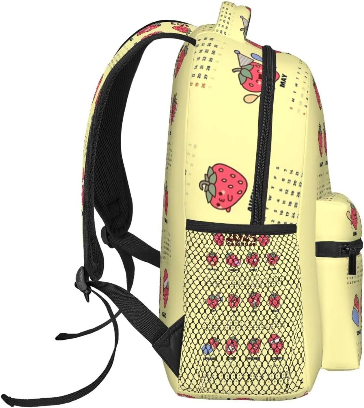 2025 Yearly Calendar Strawberry Casual Backpack Sport Backpacks Work Travel Rucksack Lightweight Laptop Daypack Adjustable Straps Bags with Pockets for Cycling Hiking