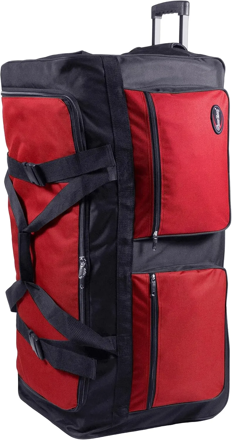 20"/30"/36"/40" Rolling Duffle Bag Travel Wheeled Luggage Suitcase (Red, 36-inch)