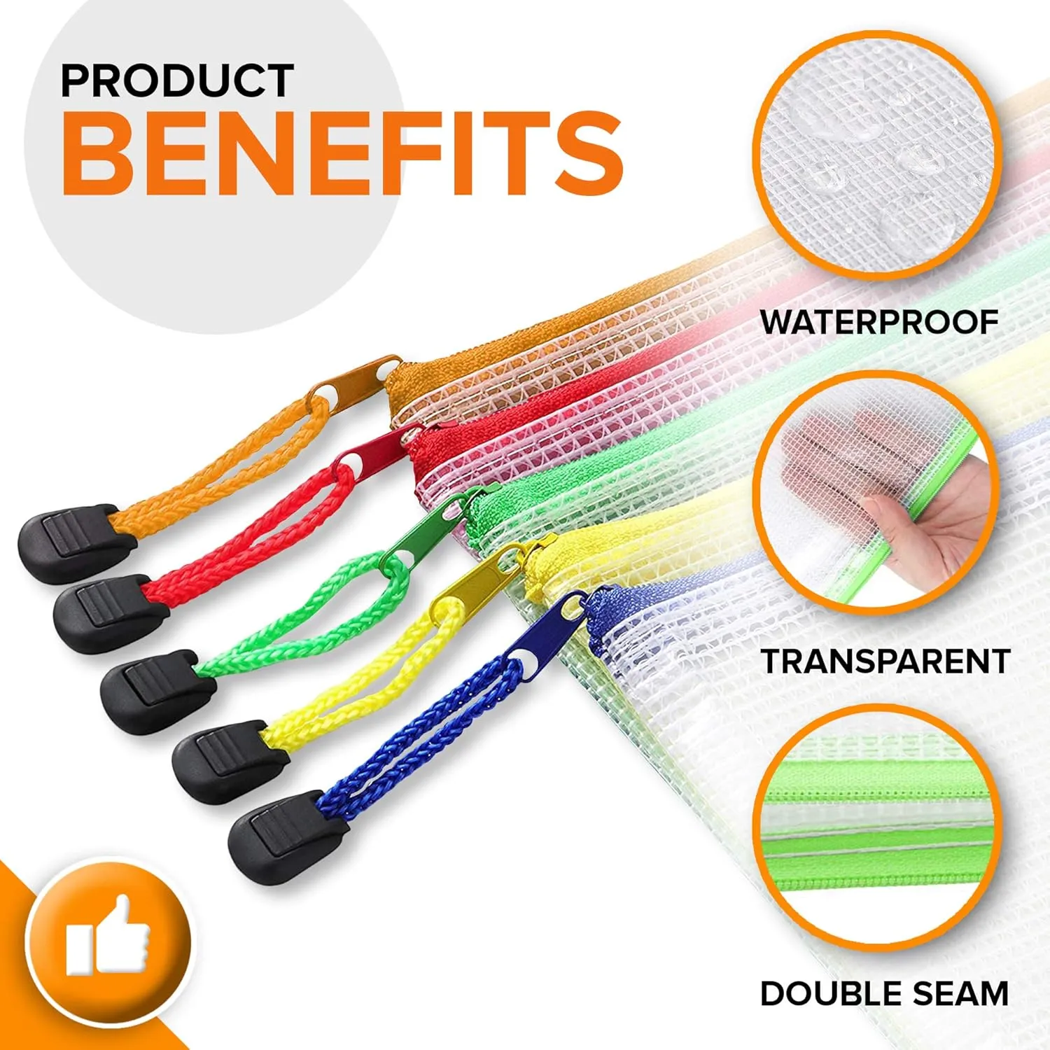 22 Pack Mesh Plastic A4-13.5x9.5 Pouches for Organizing - Document Bags With Zipper - Letter Size Pouch - Mesh Pouch