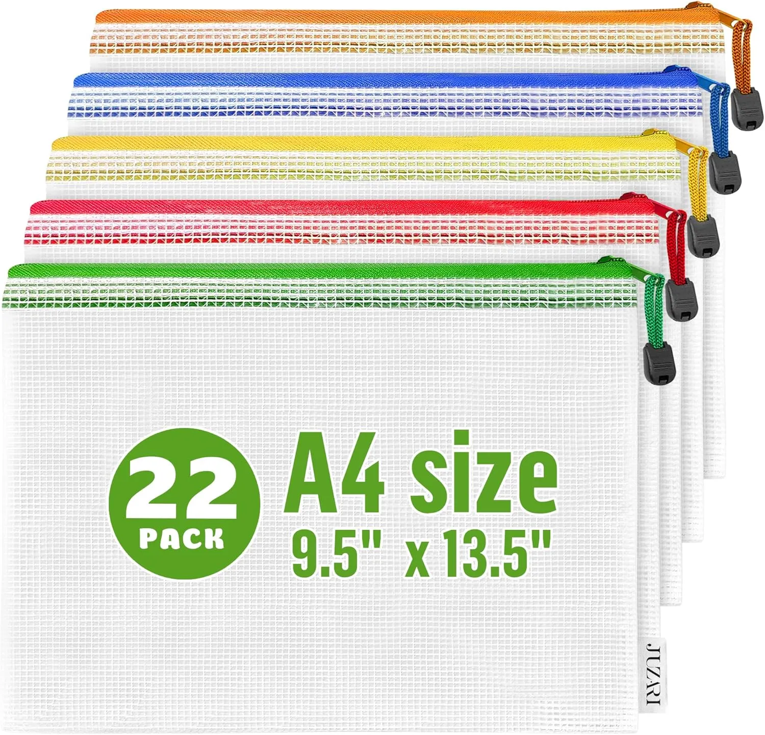 22 Pack Mesh Plastic A4-13.5x9.5 Pouches for Organizing - Document Bags With Zipper - Letter Size Pouch - Mesh Pouch