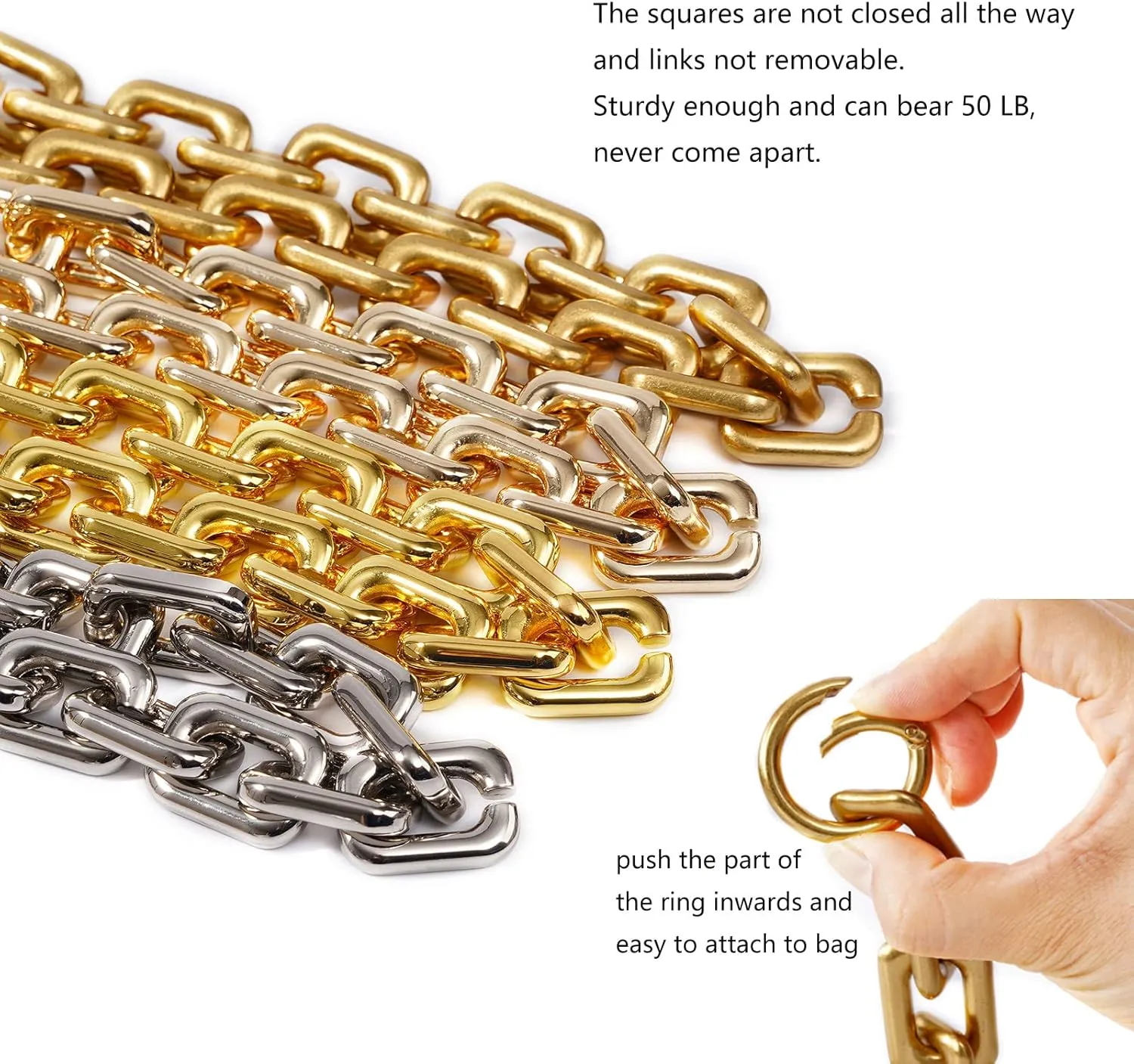 22.5 Inch Gorgeous Heavy Metal Bag Chains Purse Handle Shoulder Strap Replacement (Yellow Gold,Small)