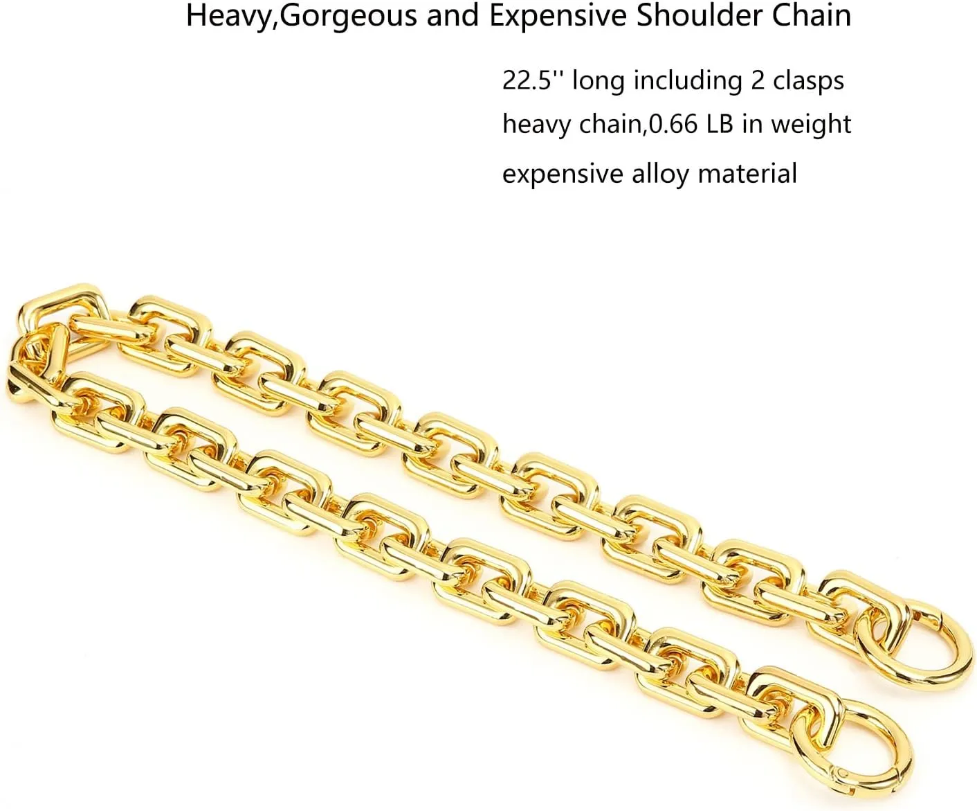22.5 Inch Gorgeous Heavy Metal Bag Chains Purse Handle Shoulder Strap Replacement (Yellow Gold,Small)