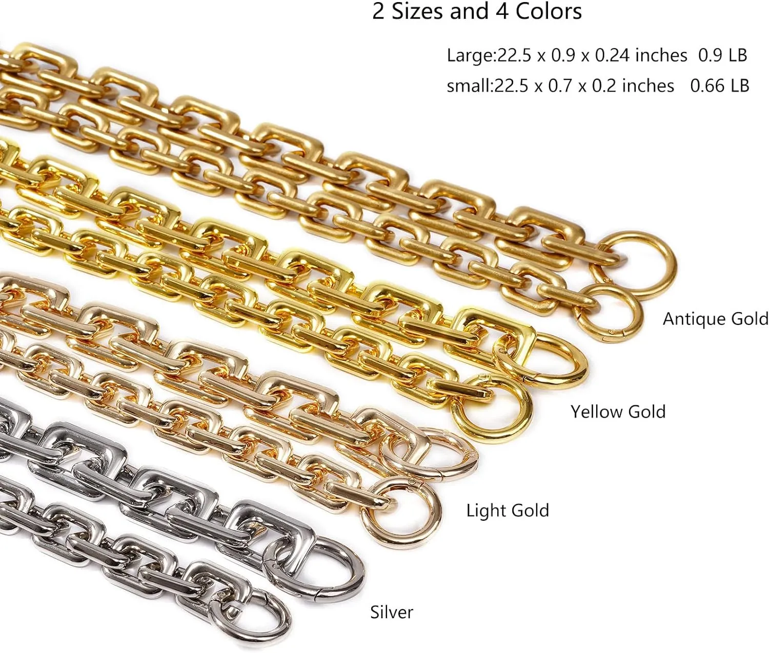22.5 Inch Gorgeous Heavy Metal Bag Chains Purse Handle Shoulder Strap Replacement (Yellow Gold,Small)