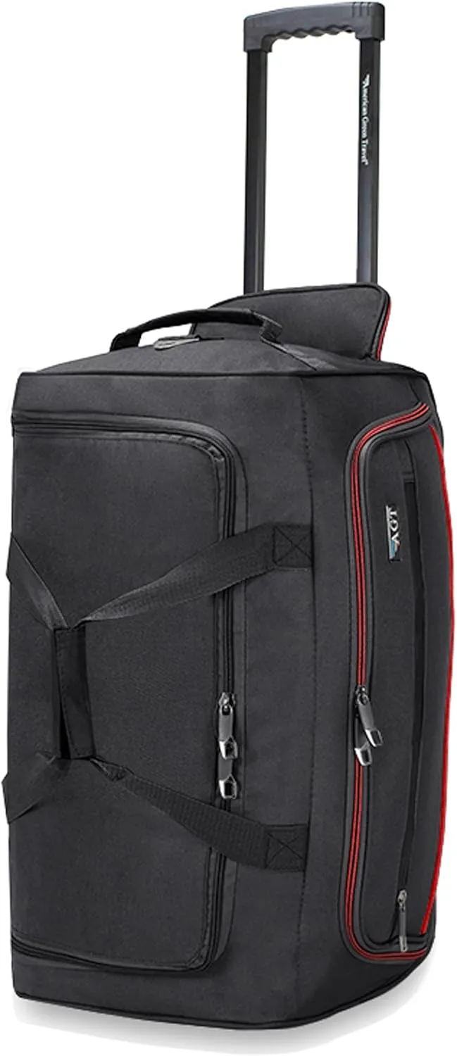 22"/30"/36" Rolling Duffel Bag Travel Wheeled Luggage Suitcase (Black, 22-inch)