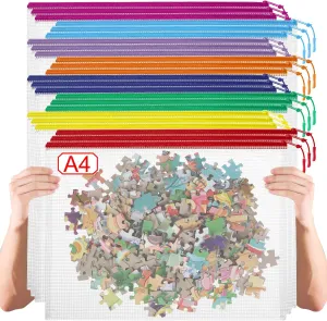 24 Pack 8 Color A4 Mesh zipper pouch bags, Storage Bags, File Bags for Classroom Organization, Zipper Pouches of office supplies, Puzzles, Board Game Storage