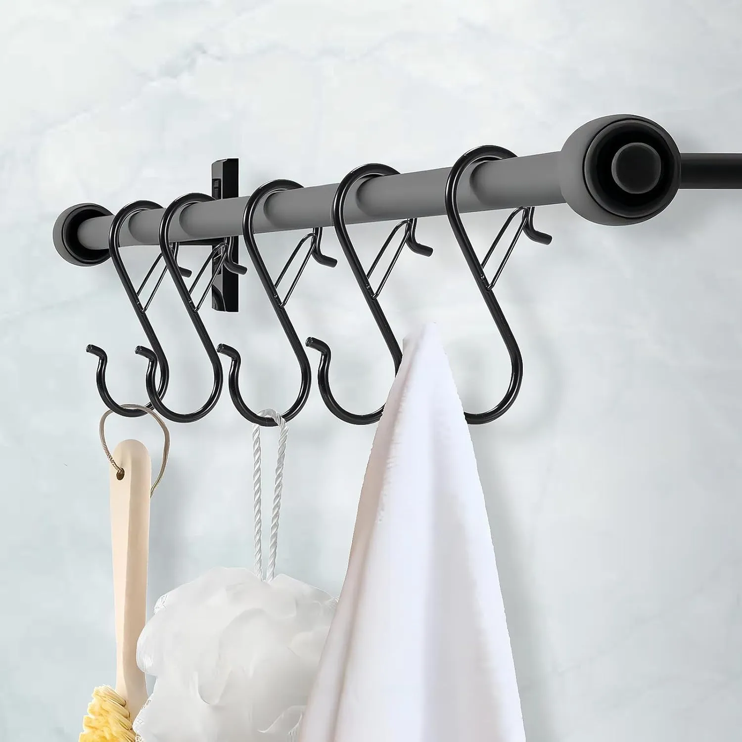 24 PCS S Hooks for Hanging with Safety Buckle, 3.5 inch Heavy Duty Metal S Shaped Hooks for Kitchen Utensil, Cups, Pots, Plants, Bags, Hats (Black)