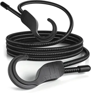24" 48" Adjustable Bungee Cords with Hooks, Heavy Duty Outdoor 6 Pack Black, Length-Adjustable Design, UV-Resistant Elastic Straps for Cargo, Camping, Tents, Bikes, Luggage, etc